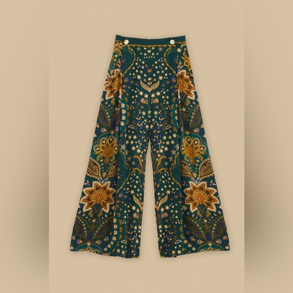 Farm Rio: Black Jaipur Lenzing Viscose Flare Pants - Picture 11 of 13